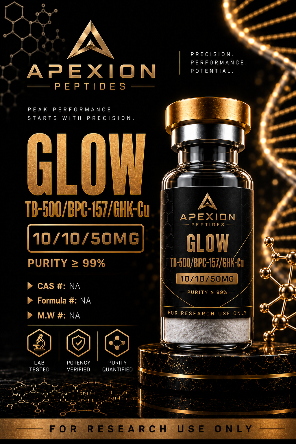 APEXION GLOW (TB-500/BPC-157/GHK-Cu) 10/10/50MG